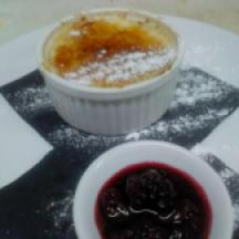 Creme Brulee with Mixed Berry Compote