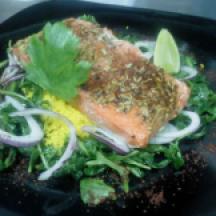 Grilled Salmon with Lime, Fennel Seeds and Ras Al Hanout